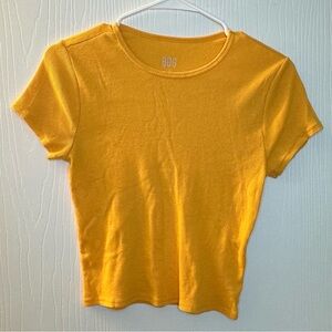 BDG yellow‎ orange short sleeve ribbed crop top t shirt juniors women’s large